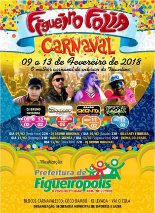 Divulgação do Carnaval em Figueirópolis-TO 2018.